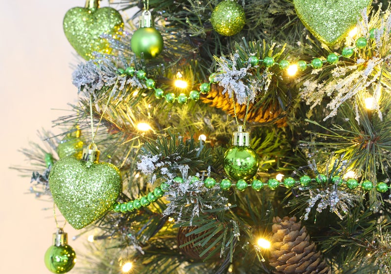 Christmas ConceptsÂ® Pack of 25-25mm Mini Christmas Tree Baubles - Shiny, Matte & Glitter Decorated Ornaments (Lime Green) - Image 2